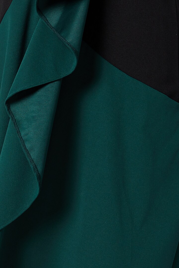 Black & Teal Green Ruffled Gown by Etre at Pernia's Pop Up Shop