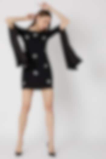 Black Hand Embellished Mini Dress by Etre