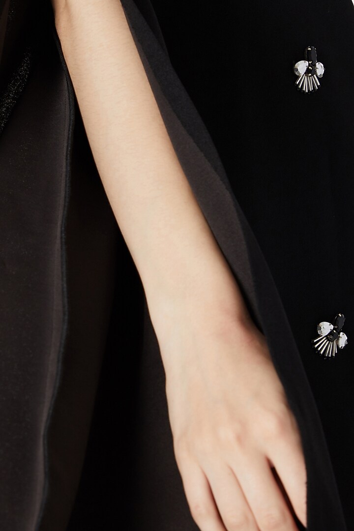 Black Hand Embellished Mini Summer Dress by Etre at Pernia's Pop Up Shop