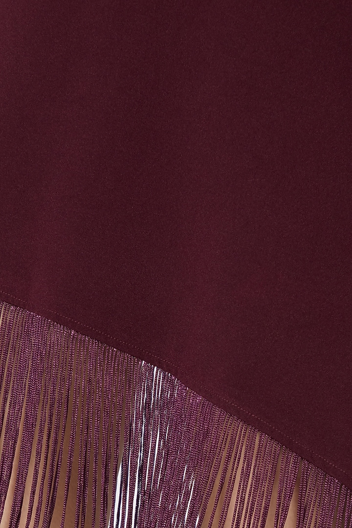 Burgundy One Shoulder Fringed Summer Dress by Etre at Pernia's Pop Up Shop