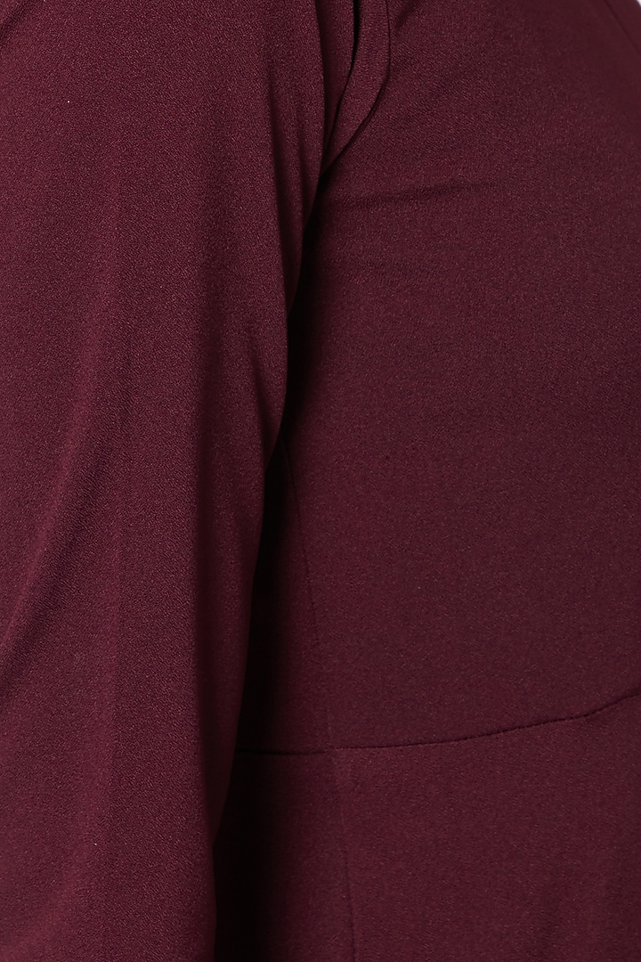 Burgundy Embellished & Ruffled Jumpsuit by Etre at Pernia's Pop Up Shop