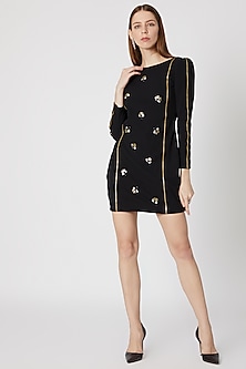 Black Embellished Mini Dress Design by Etre at Pernia's Pop Up Shop 2023
