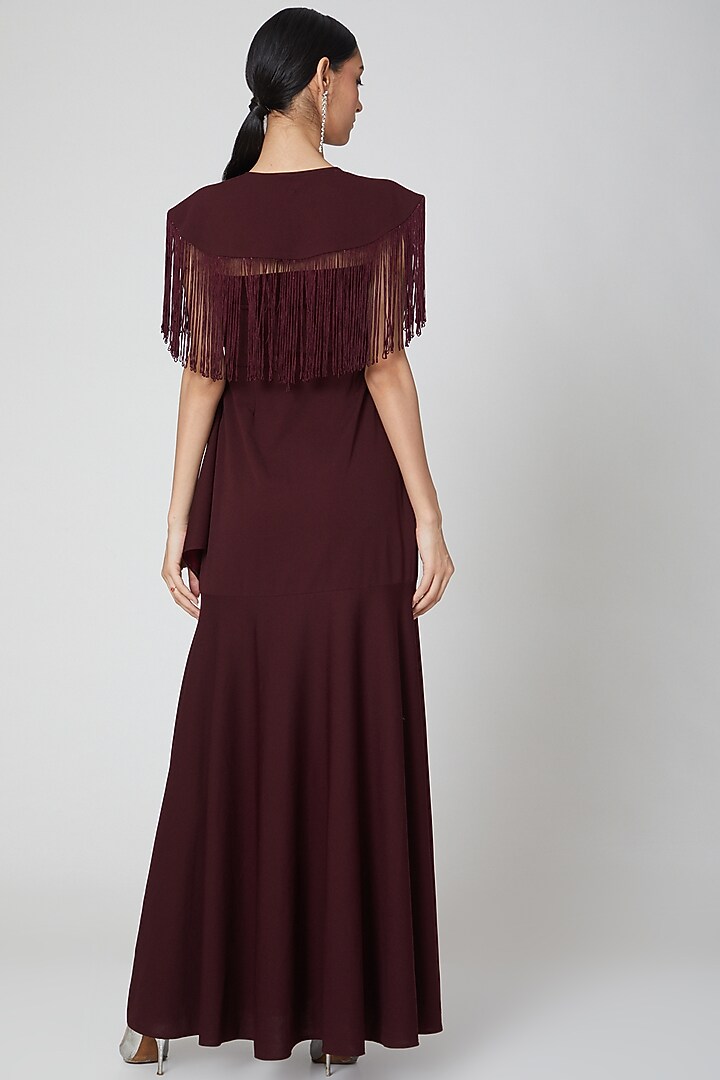 Wine Maxi Summer Dress With Cape by Etre at Pernia's Pop Up Shop