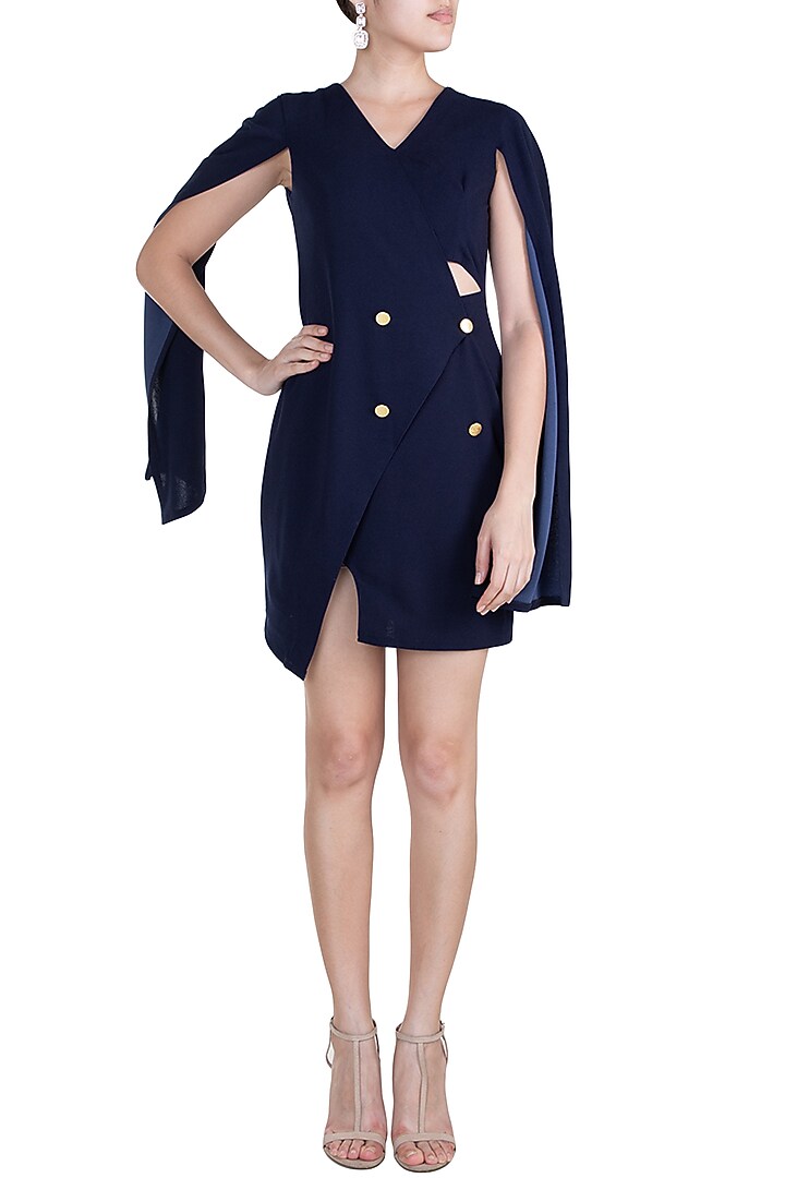 Navy Blue Asymmetric Trench Summer Dress by Etre at Pernia's Pop Up Shop
