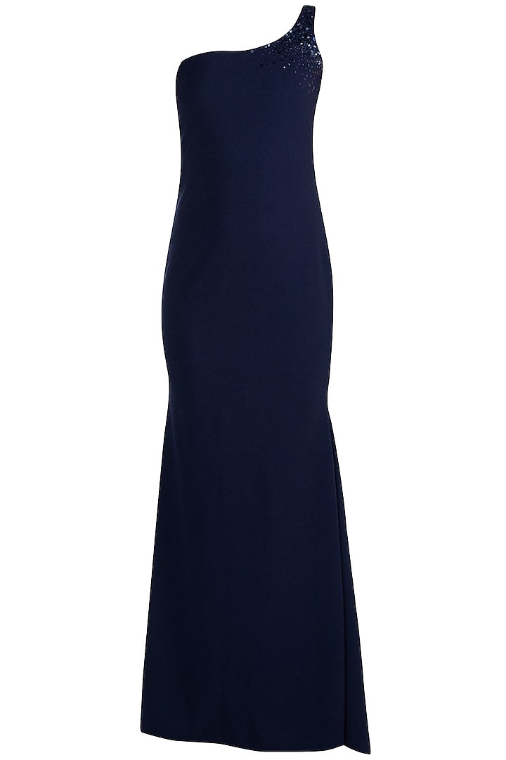 Navy Blue Embellished Fish Cut Maxi Dress Design by Etre at Pernia's ...