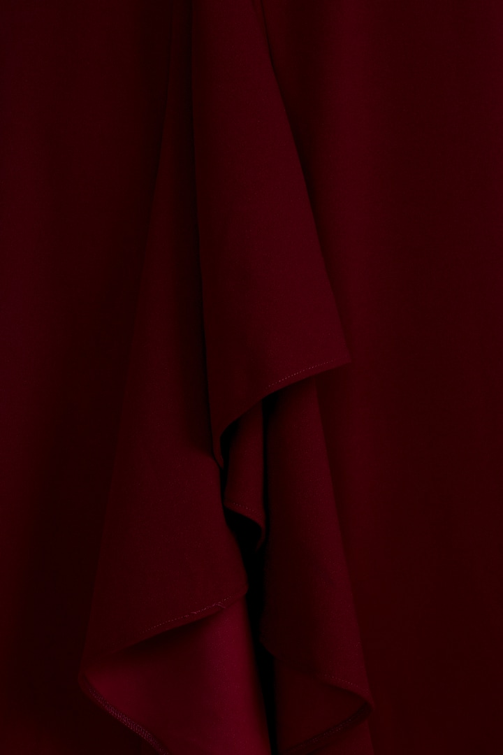 Deep Maroon Bardot Ruffle Maxi Summer Dress by Etre at Pernia's Pop Up Shop