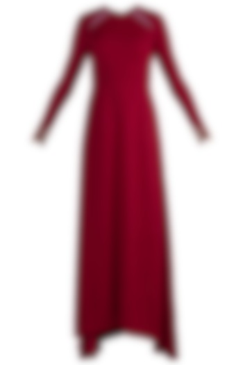 Deep Maroon Embellished Maxi Dress by Etre