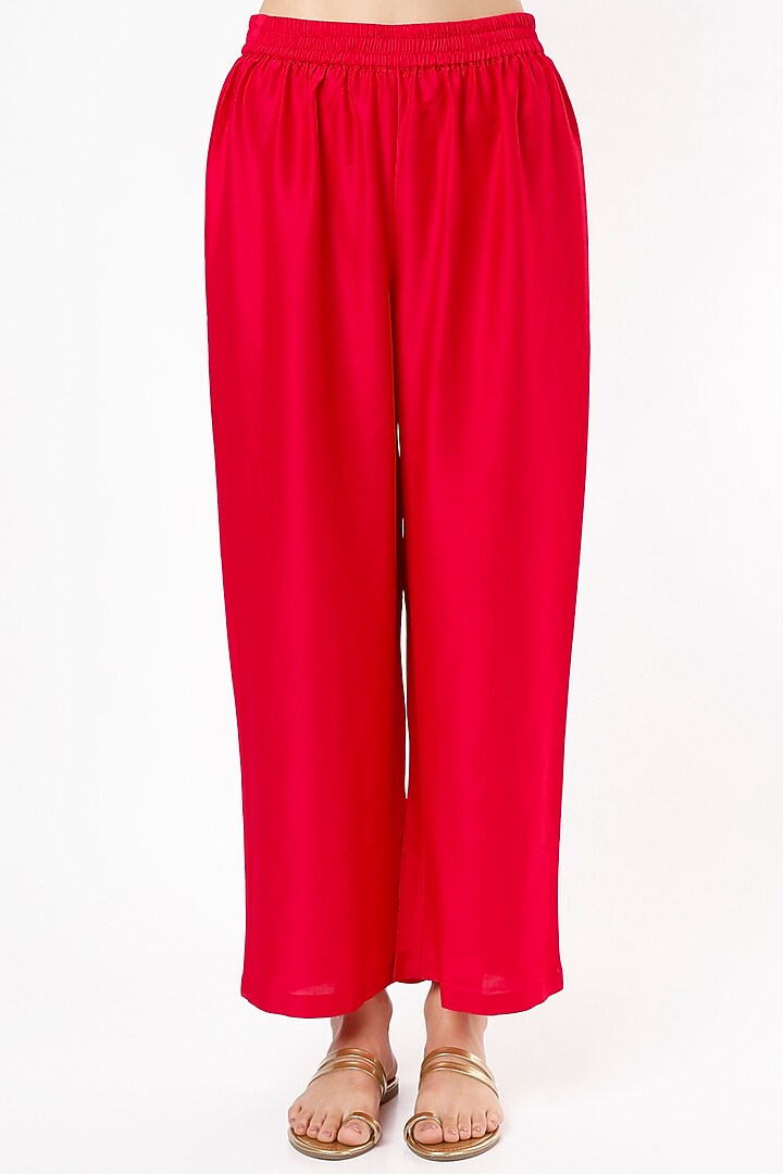 Cherry Red Embroidered Kurta Set by Euphoria at Pernia's Pop Up Shop