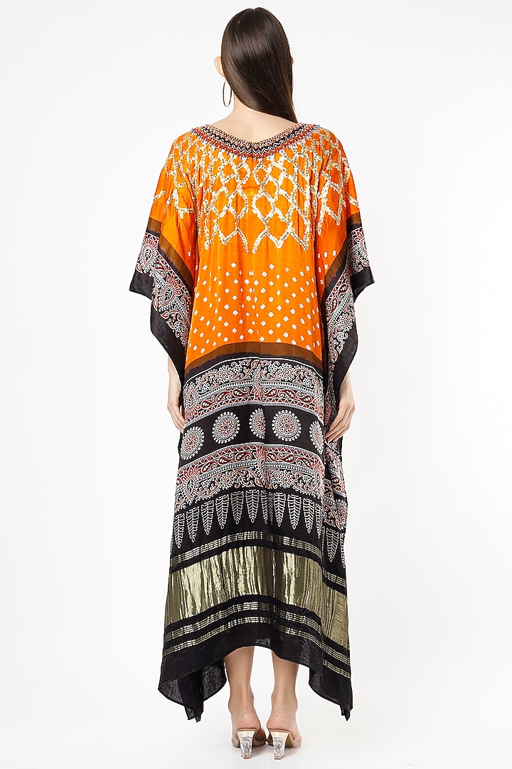 Citrus Yellow & Black Embroidered Kaftan by Euphoria at Pernia's Pop Up Shop