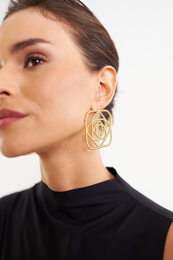 Gold Plated Geometric Incongruent Contemporary Hoop Earrings by Eurumme Jewellery at Pernia's Pop Up Shop