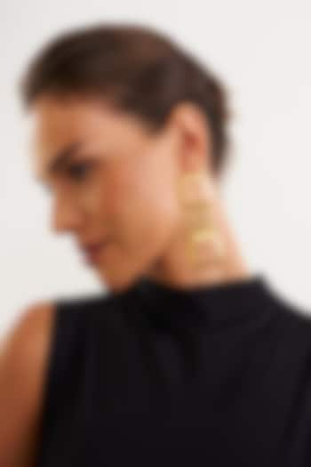 Gold Plated Square Contemporary Dangler Earrings by Eurumme Jewellery at Pernia's Pop Up Shop