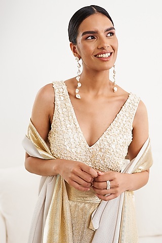 White Finish Pearl Statement Dangler Earrings by Eurumme Jewellery
