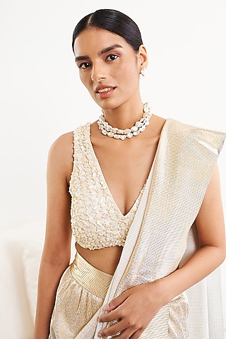 White Pearl Contemporary Choker Necklace by Eurumme Jewellery