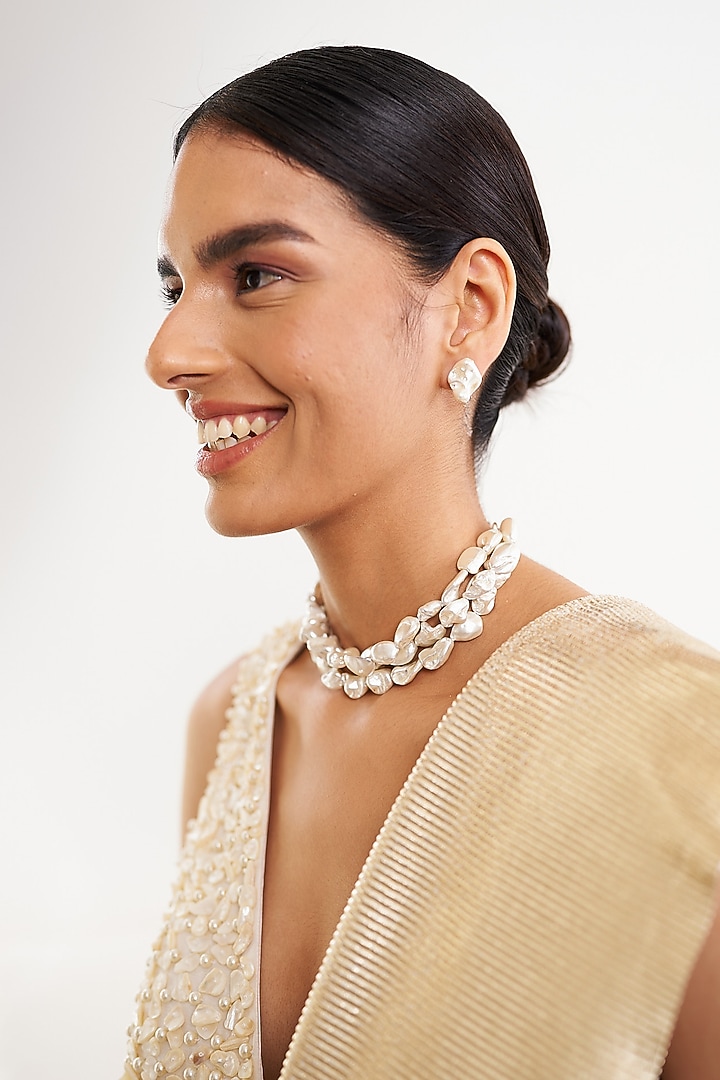 White Pearl Contemporary Choker Necklace by Eurumme Jewellery at Pernia's Pop Up Shop