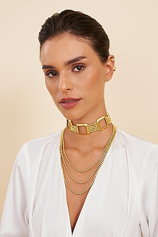 Gold Plated Contemporary Choker Necklace by Eurumme Jewellery