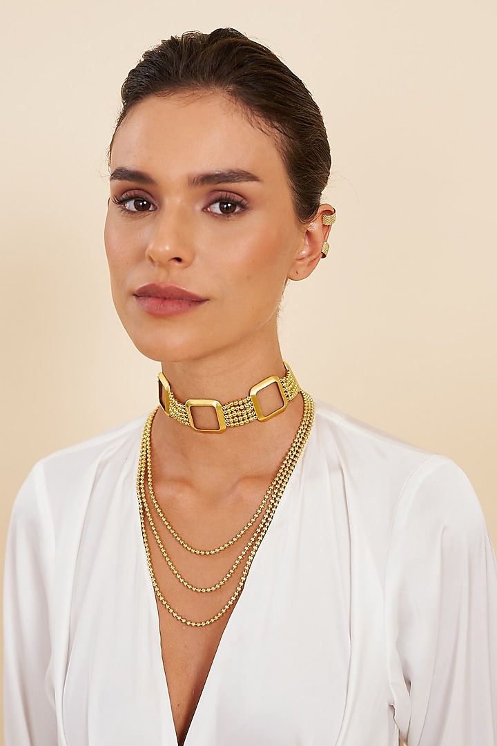 Gold Plated Contemporary Choker Necklace by Eurumme Jewellery at Pernia's Pop Up Shop