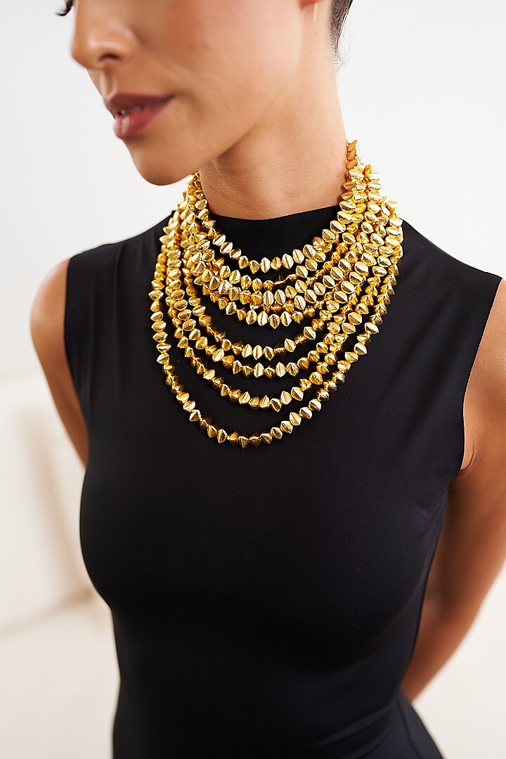 Gold Plated Contemporary Layered Necklace by Eurumme Jewellery at Pernia's Pop Up Shop