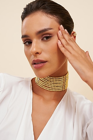 Gold Plated Extendable Contemporary Choker Necklace by Eurumme Jewellery