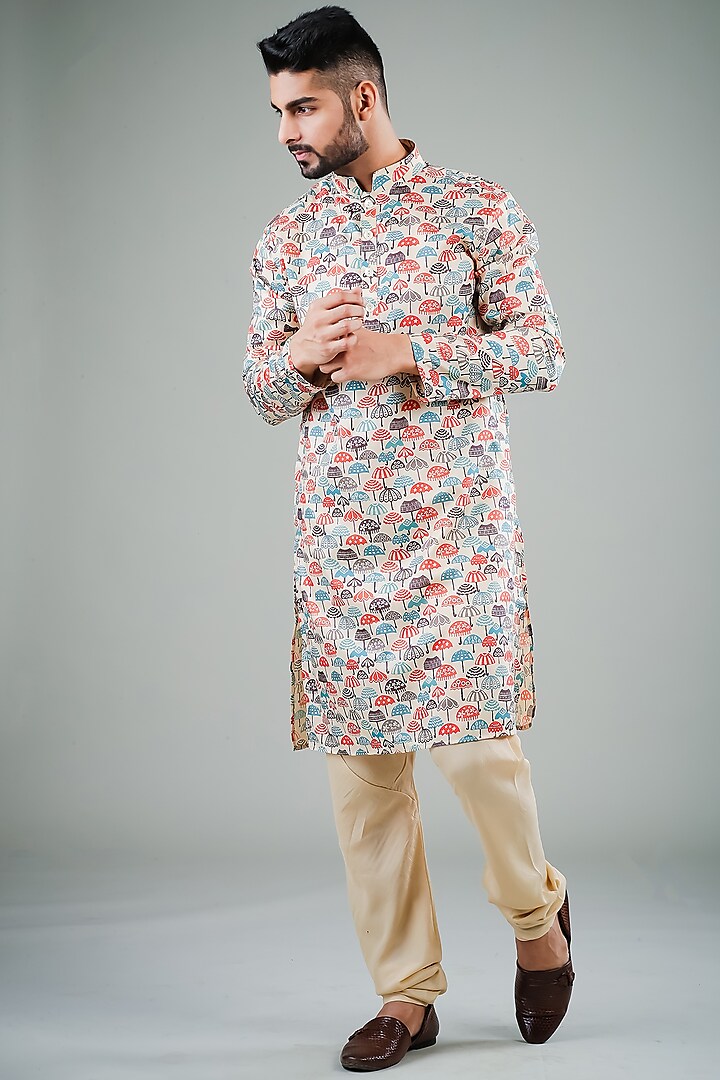 Multi Colored Printed Kurta Set by Eleven Brothers