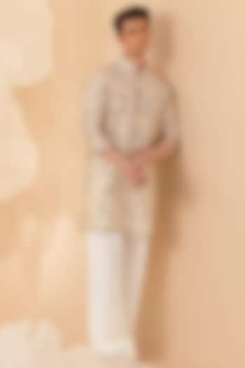 Yellow Silk Handcrafted Printed Kurta by Eleven Brothers at Pernia's Pop Up Shop