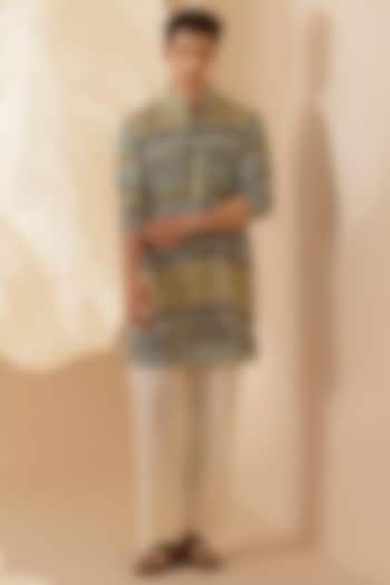 Multi-Colored Silk Handcrafted Printed Kurta by Eleven Brothers at Pernia's Pop Up Shop