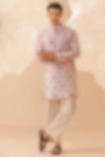 Pink Silk Handcrafted Printed Kurta by Eleven Brothers at Pernia's Pop Up Shop