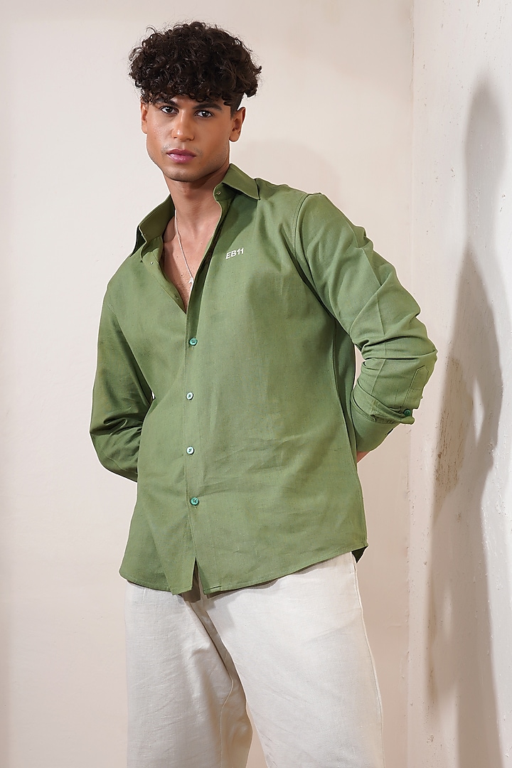 Olive Linen Shirt by Eleven Brothers