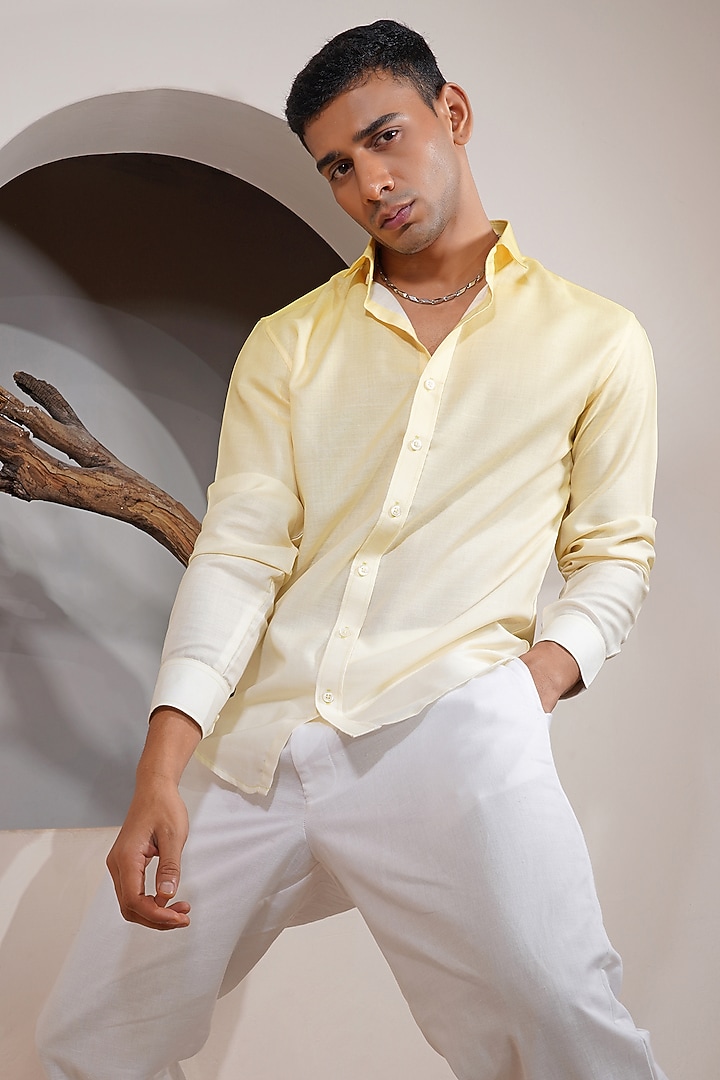 Yellow Linen Summer Shirt by Eleven Brothers at Pernia's Pop Up Shop