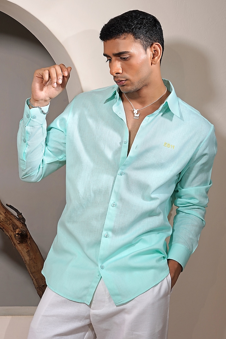 Light Teal Linen Shirt by Eleven Brothers