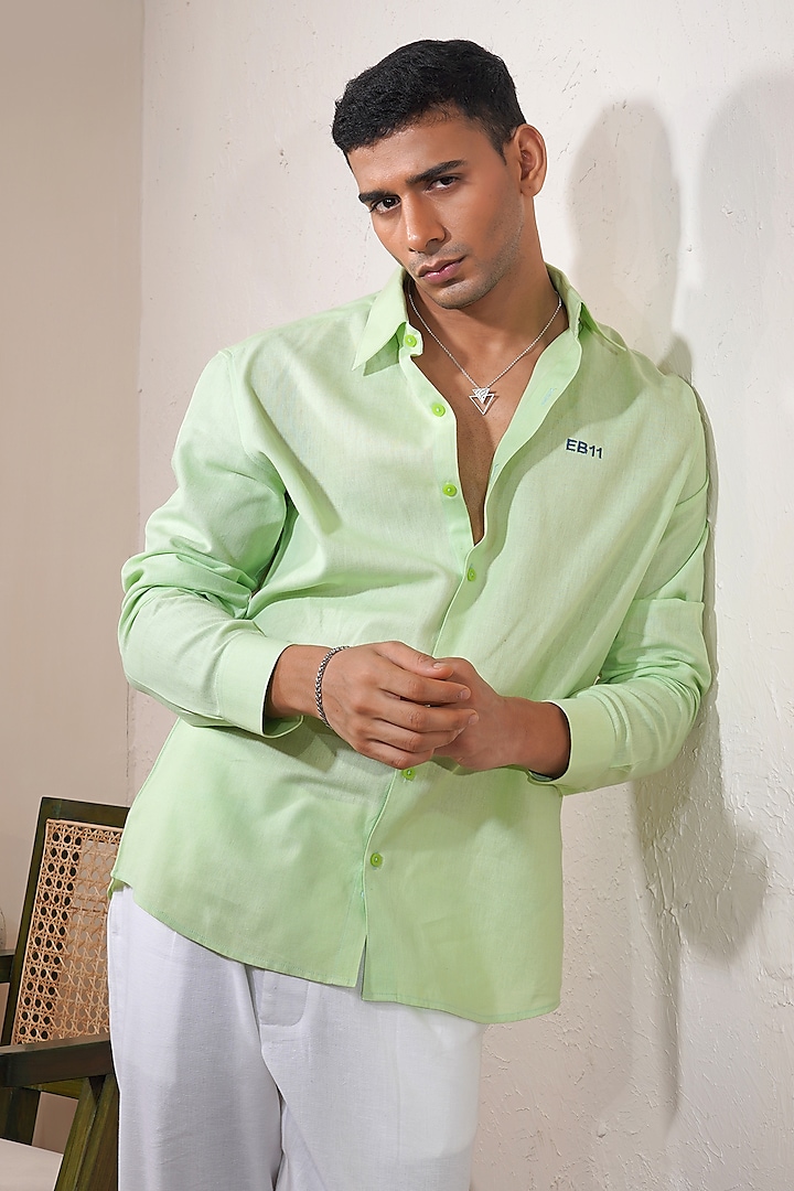 Light Green Linen Shirt by Eleven Brothers