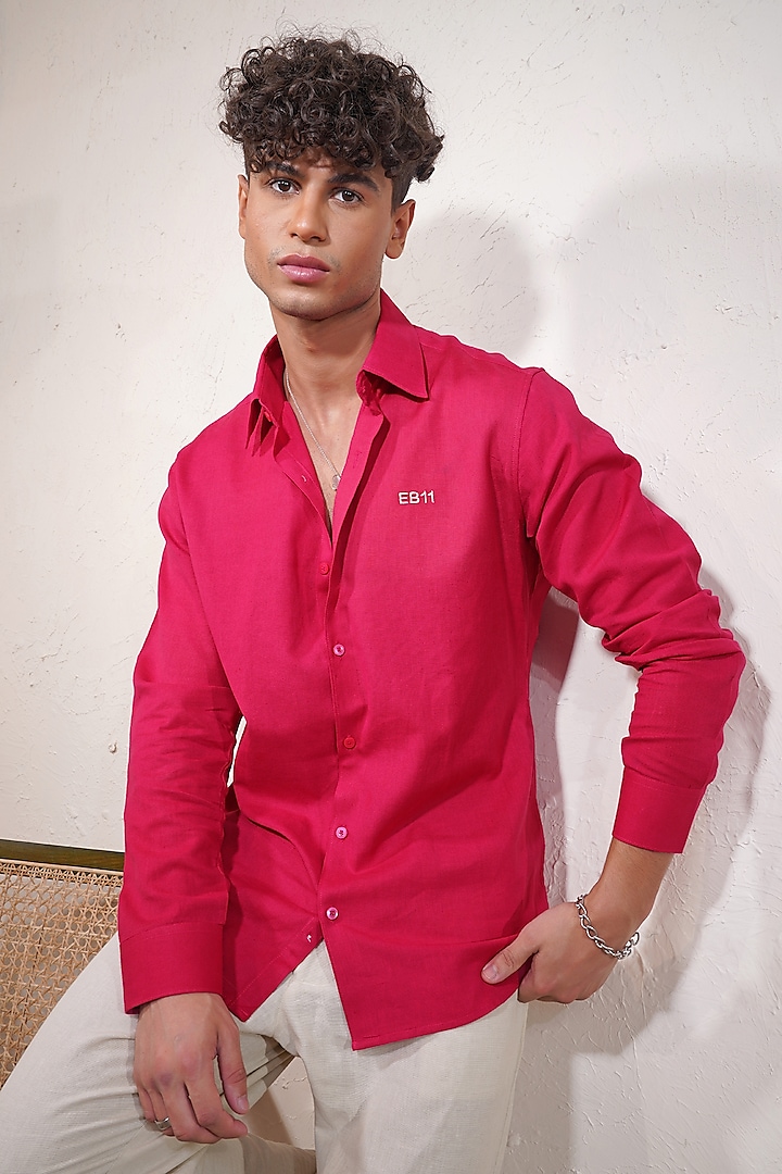 Maroon Linen Shirt by Eleven Brothers at Pernia's Pop Up Shop