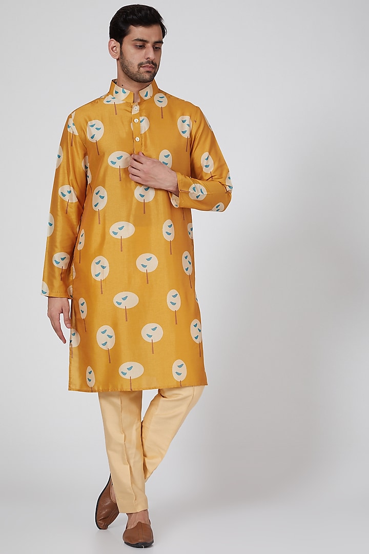 Copper Printed Handcrafted Kurta Set by Eleven Brothers