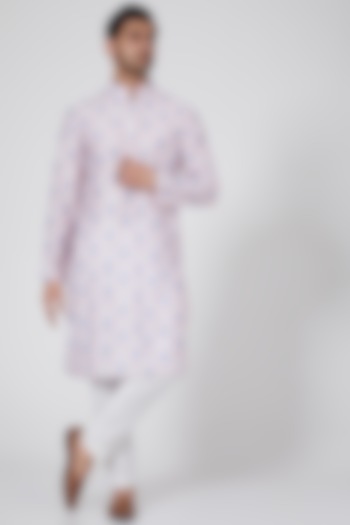 Blush Pink Handcrafted Printed Kurta Set by Eleven Brothers