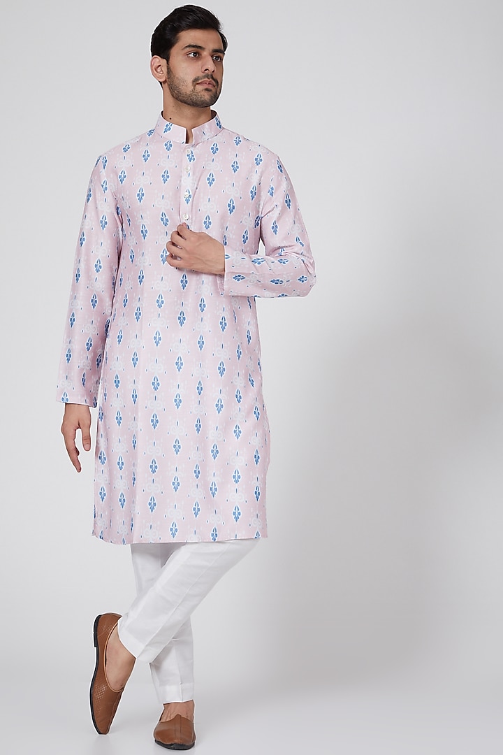 Blush Pink Handcrafted Printed Kurta Set by Eleven Brothers