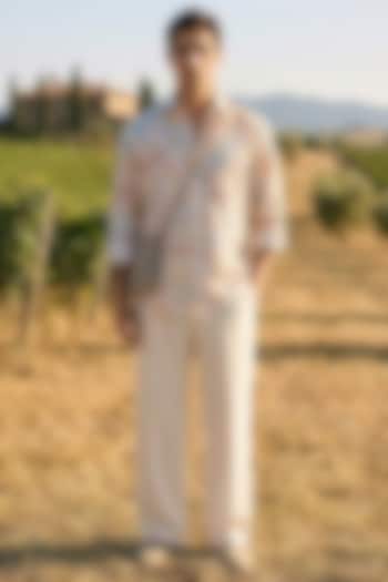 White Linen Printed Summer Shirt by Eleven Brothers at Pernia's Pop Up Shop