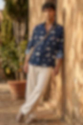 Blue Cotton Printed Summer Shirt by Eleven Brothers at Pernia's Pop Up Shop