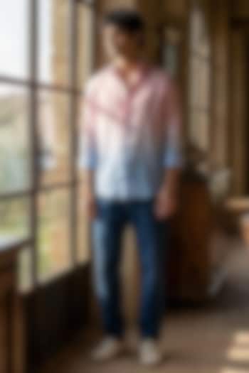 Pink Linen Printed Summer Shirt by Eleven Brothers at Pernia's Pop Up Shop