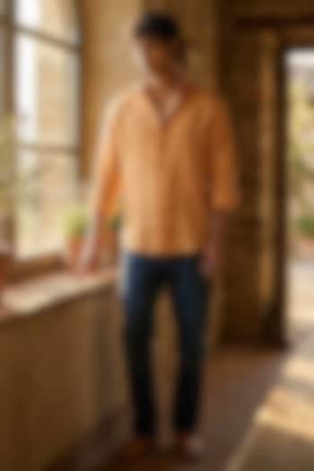 Orange Linen Summer Shirt by Eleven Brothers at Pernia's Pop Up Shop