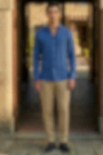Blue Linen Summer Shirt by Eleven Brothers at Pernia's Pop Up Shop