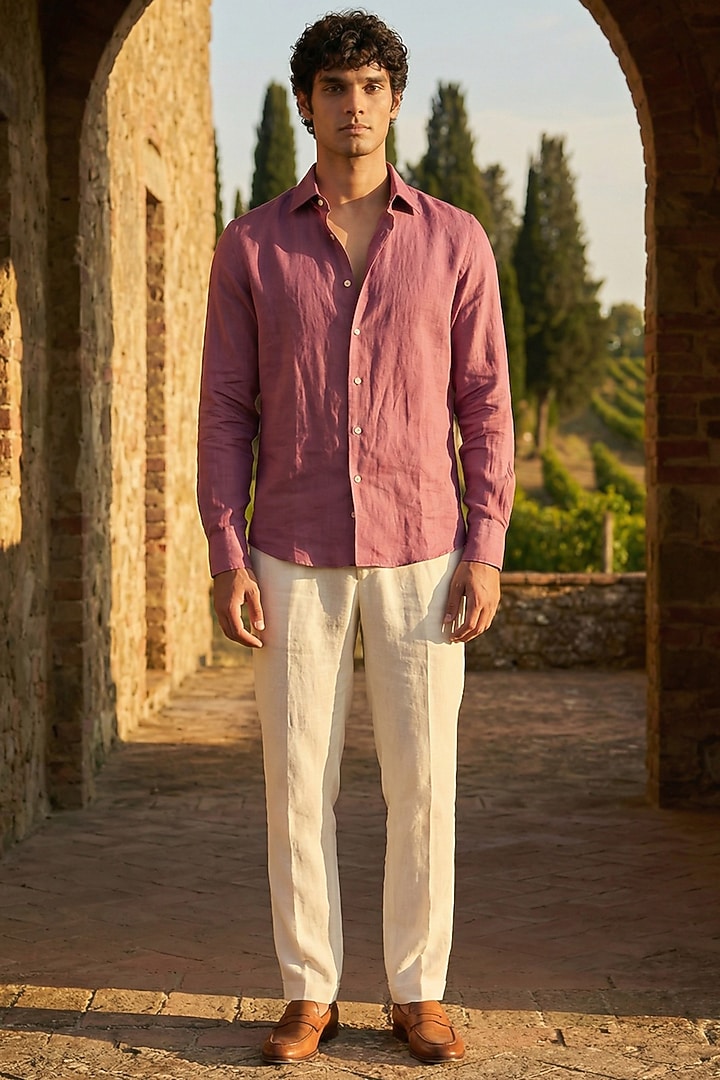 Pink Linen Summer Shirt by Eleven Brothers at Pernia's Pop Up Shop