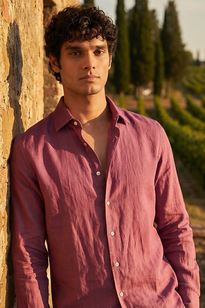 Pink Linen Summer Shirt by Eleven Brothers at Pernia's Pop Up Shop