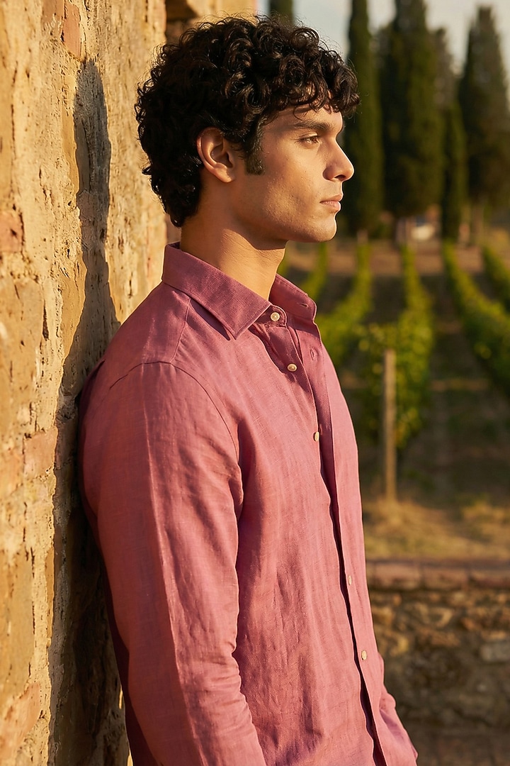 Pink Linen Summer Shirt by Eleven Brothers at Pernia's Pop Up Shop