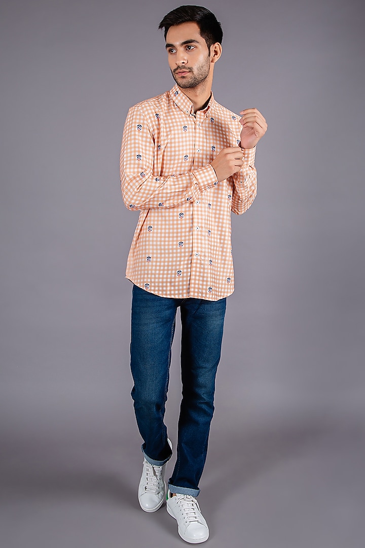 Orange Checkered Shirt by Eleven Brothers