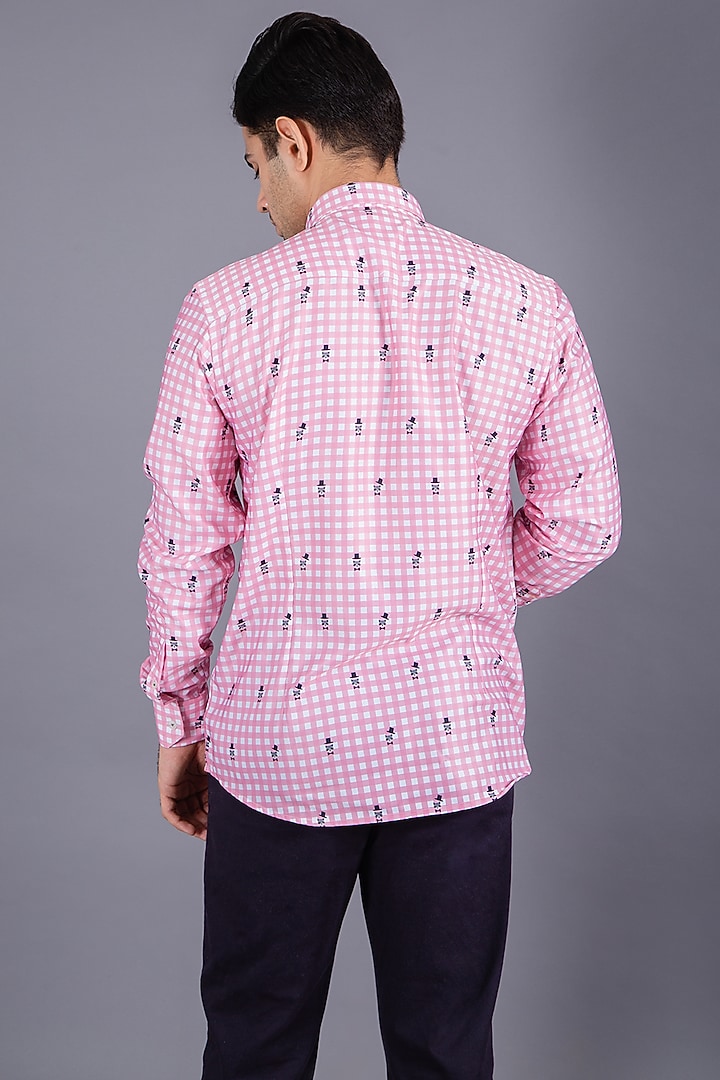 Pink Cotton Twill Checkered Summer Shirt by Eleven Brothers at Pernia's Pop Up Shop