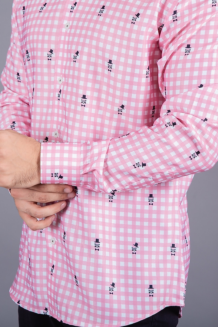 Pink Cotton Twill Checkered Summer Shirt by Eleven Brothers at Pernia's Pop Up Shop
