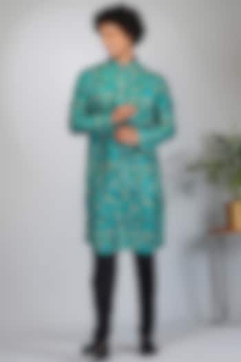 Green Printed Kurta Set by Eleven Brothers