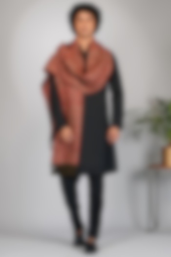 Red Embroidered Handcrafted Shawl by Eleven Brothers at Pernia's Pop Up Shop