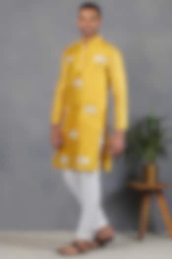Yellow Silk Kurta Set by Eleven Brothers at Pernia's Pop Up Shop