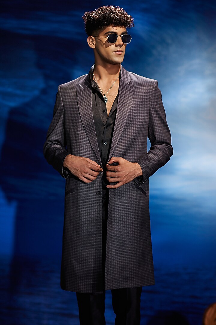 Black Italian Twill Trench Coat by Eleven Brothers at Pernia's Pop Up Shop
