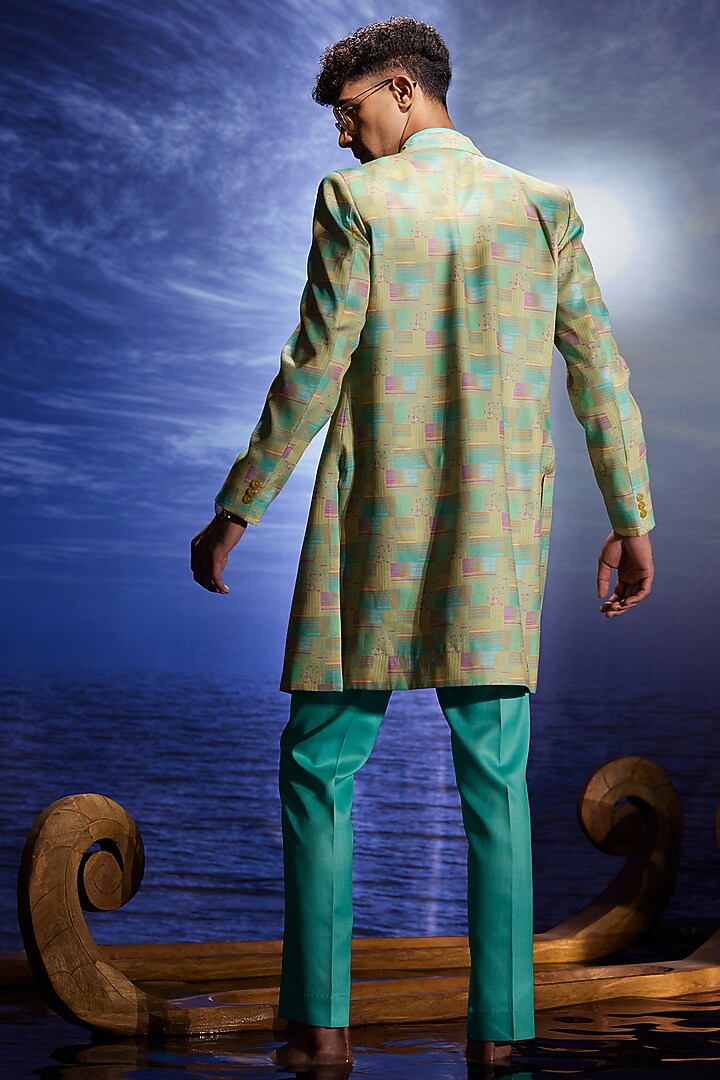 Zinnia Blue Italian Twill Trench Coat by Eleven Brothers at Pernia's Pop Up Shop